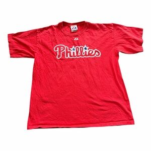 Red Phillies Roy Halladay T Shirt Kids Size XL Short Sleeves MLB Tee